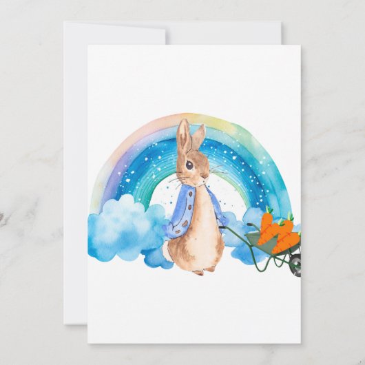 Peter Rabbit Rainbow Carrots Boy Baby Shower Einladung (Rückseite)