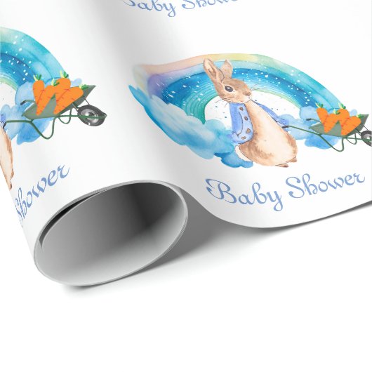Peter Rabbit Rainbow Carrots Boy Baby Shower Geschenkpapier (Rolleneckpunkt)