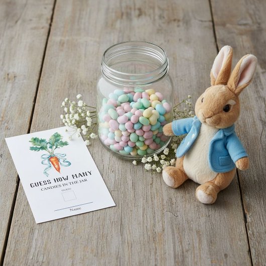 Peter Rabbit rät wie viele Baby Showspiele Begleitkarte