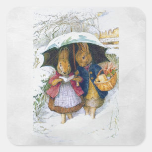 Peter Rabbit (Regenschirm) Quadratischer Aufkleber