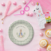 Peter Rabbit Sage Green Gingham Baby Shower Pappteller (Party)