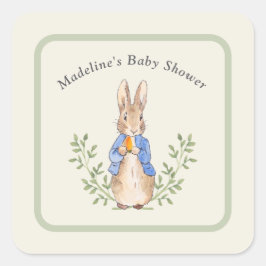 Peter Rabbit Sage Green Vintag Baby Dusche Quadratischer Aufkleber