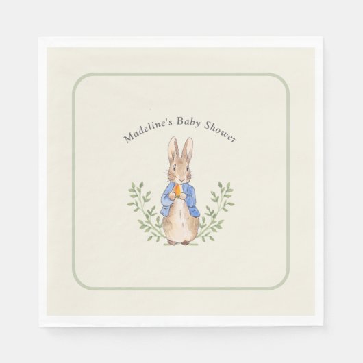 Peter Rabbit Sage Green Vintag Baby Dusche Serviette (Vorderseite)