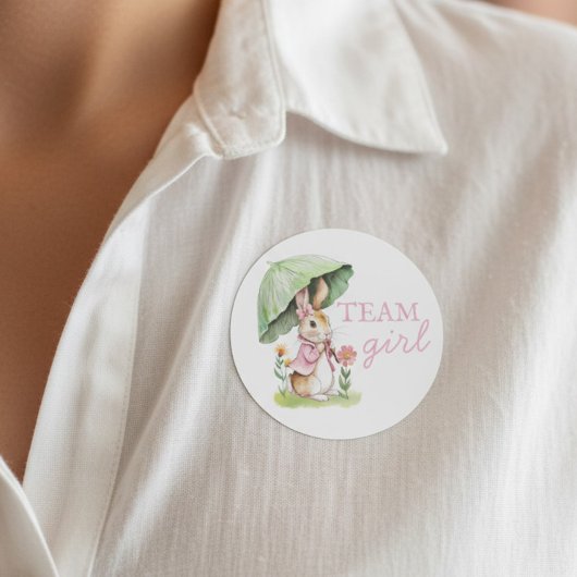Peter Rabbit Team Girl Gender Reveal Runder Aufkleber