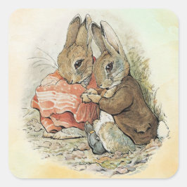 Peter Rabbit und Beniamin Bunny Quadratischer Aufkleber