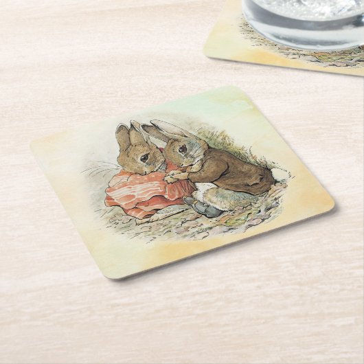 Peter Rabbit und Beniamin Bunny Rechteckiger Pappuntersetzer (angewinkelt)