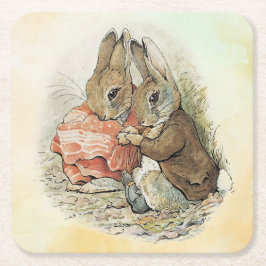 Peter Rabbit und Beniamin Bunny Rechteckiger Pappuntersetzer