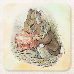 Peter Rabbit und Beniamin Bunny Rechteckiger Pappuntersetzer