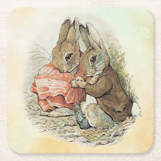 Peter Rabbit und Beniamin Bunny Rechteckiger Pappuntersetzer (Vorderseite)