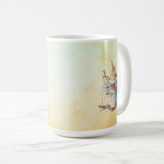 Peter Rabbit und Beniamin Bunny Square Sticker Kaffeetasse (VorderseiteRechts)