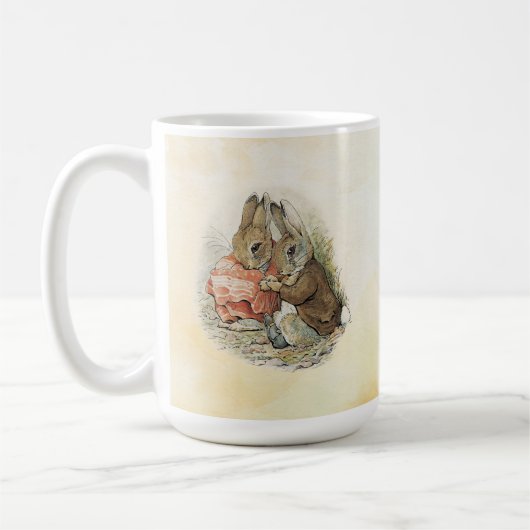 Peter Rabbit und Beniamin Bunny Square Sticker Kaffeetasse (Links)