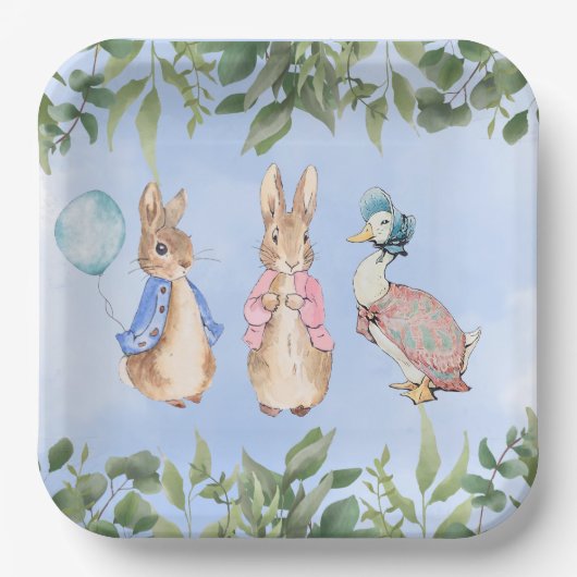 Peter Rabbit und Friends Kinderdusche Pappteller (Vorderseite)