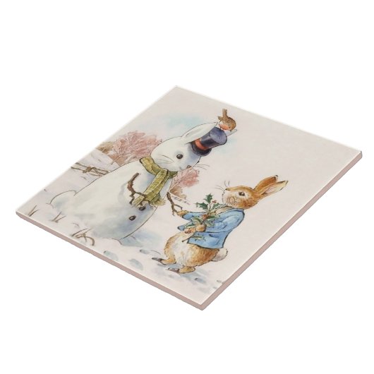Peter Rabbit und Snowman von Beatrix Potter Fliese (Seite)