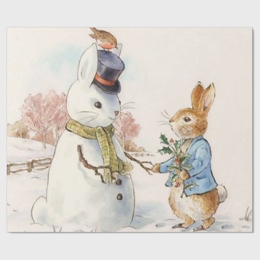 Peter Rabbit und Snowman von Beatrix Potter Geschenkpapier (Flach)