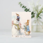 Peter Rabbit und Snowman von Beatrix Potter Postkarte (Stehend Vorderseite)