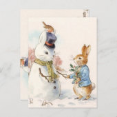 Peter Rabbit und Snowman von Beatrix Potter Postkarte (Vorne/Hinten)