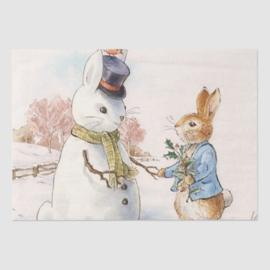 Peter Rabbit und Snowman von Beatrix Potter Seidenpapier (Vorderseite)