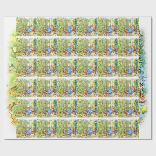 Peter Rabbit Under Garden Fence Geschenkpapier (Flach)