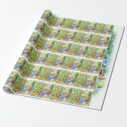Peter Rabbit Under Garden Fence Geschenkpapier (Ungerollt)