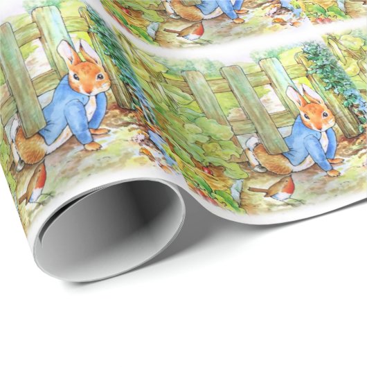 Peter Rabbit Under Garden Fence Geschenkpapier (Rolleneckpunkt)