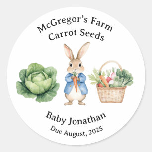 Peter Rabbit Veggie Basket Baby Shower Gefallen Runder Aufkleber
