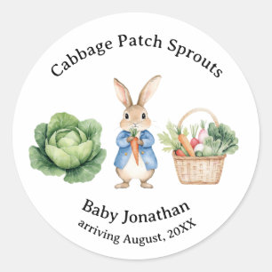 Peter Rabbit Veggie Basket Baby Shower Gefallen Runder Aufkleber