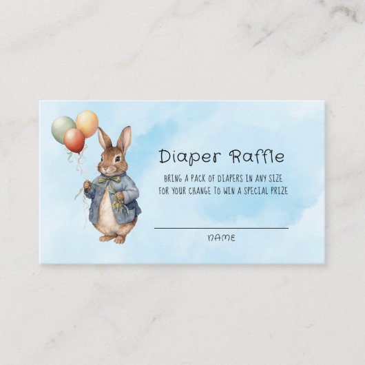 Peter Rabbit Watercolor Baby Boy Diaper Raffle Visitenkarte (Vorderseite)