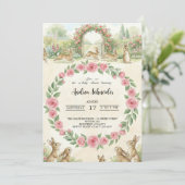Peter Rabbit watercolor flower animal baby shower Einladung (Stehend Vorderseite)