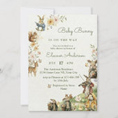 Peter Rabbit watercolor flower animal baby shower Einladung (Vorderseite)