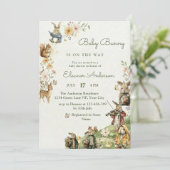 Peter Rabbit watercolor flower animal baby shower Einladung (Stehend Vorderseite)
