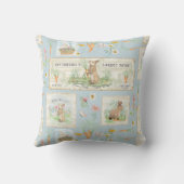 Peter Rabbit Watercolor Rustic Wood Dusty Blue Boy Kissen (Rückseite)