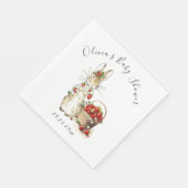 Peter Rabbit Watercolor Strawberry Baby Shower Serviette (Ecke)