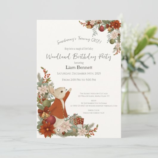 Peter Rabbit Weihnachten Einladung zum Geburtstag (Stehend Vorderseite)
