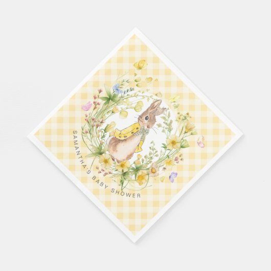 Peter Rabbit Wildblume Gingham Baby Dusche Neutra Serviette (Ecke)