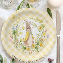 Peter Rabbit Wildblume & Gingham Baby Shower Pappteller
