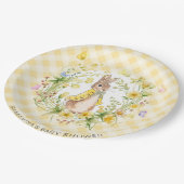 Peter Rabbit Wildblume & Gingham Baby Shower Pappteller (Schrägansicht)