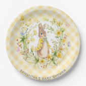 Peter Rabbit Wildblume & Gingham Baby Shower Pappteller (Vorderseite)