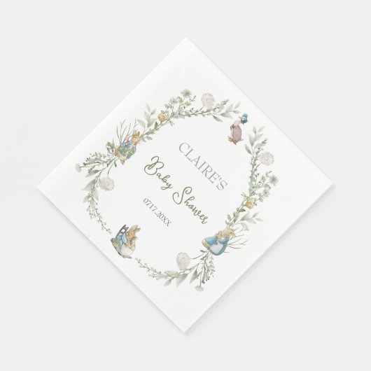 Peter Rabbit Wildblume Watercolor Kinderdusche Serviette (Ecke)
