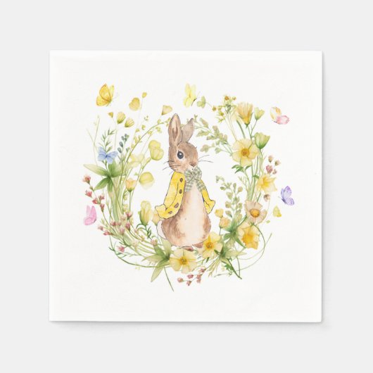 Peter Rabbit Wildblumen Baby Party Paper Napkins Serviette (Vorderseite)