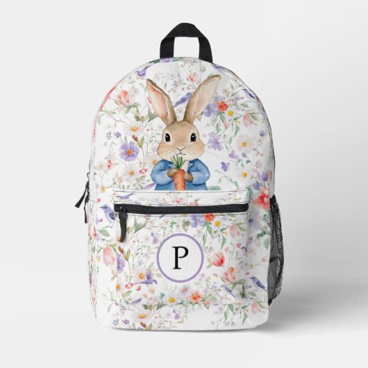 Peter Rabbit Wildblumen Birds Blumenzweige Bedruckter Rucksack (Vorderseite)
