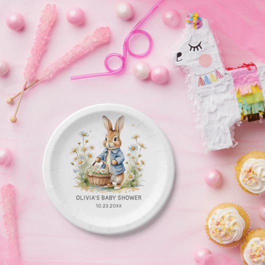 Peter Rabbit Wildflower Baby Shower Paper Plates Pappteller (Party)