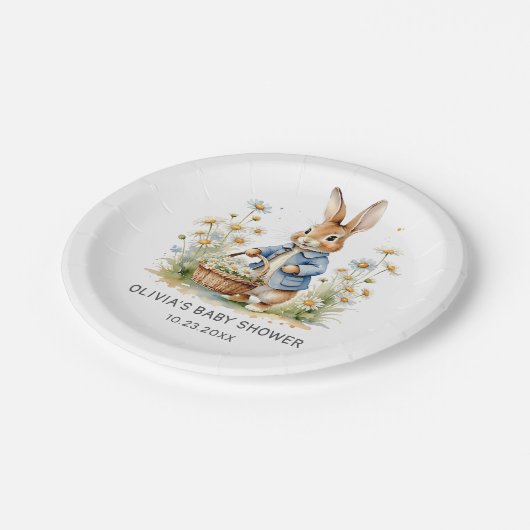 Peter Rabbit Wildflower Baby Shower Paper Plates Pappteller (Schrägansicht)
