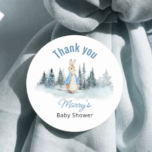 Peter Rabbit Winter Baby Shower Runder Aufkleber