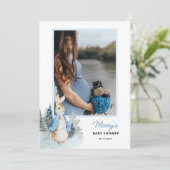 Peter Rabbit Winter Foto Babydusche Einladung (Stehend Vorderseite)