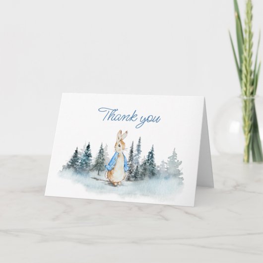 Peter Rabbit Winter geklappt Dankeschön Karte (Vorderseite)