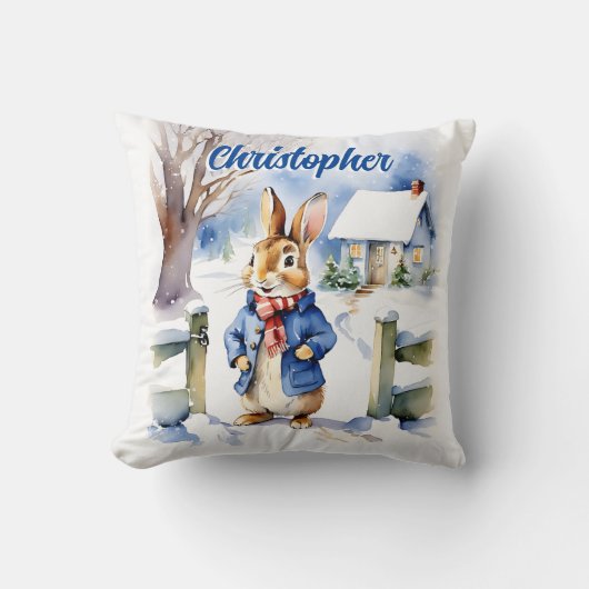 Peter Rabbit Winter Hütte Weihnachtsgeschenke Kissen (Vorderseite)
