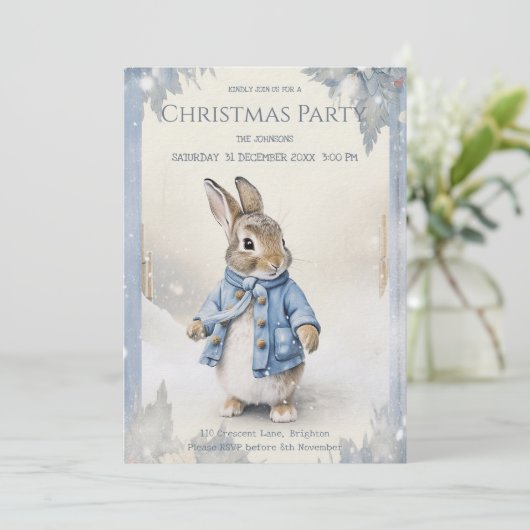 Peter Rabbit Winterurlaub Einladung (Stehend Vorderseite)