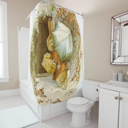 "Peter Rabbit with Winter Umbrella" von Beatrix Po Duschvorhang (Beispiel)