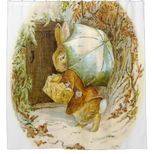 "Peter Rabbit with Winter Umbrella" von Beatrix Po Duschvorhang