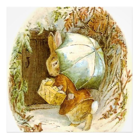 "Peter Rabbit with Winter Umbrella" von Beatrix Po Fotodruck (Vorne)
